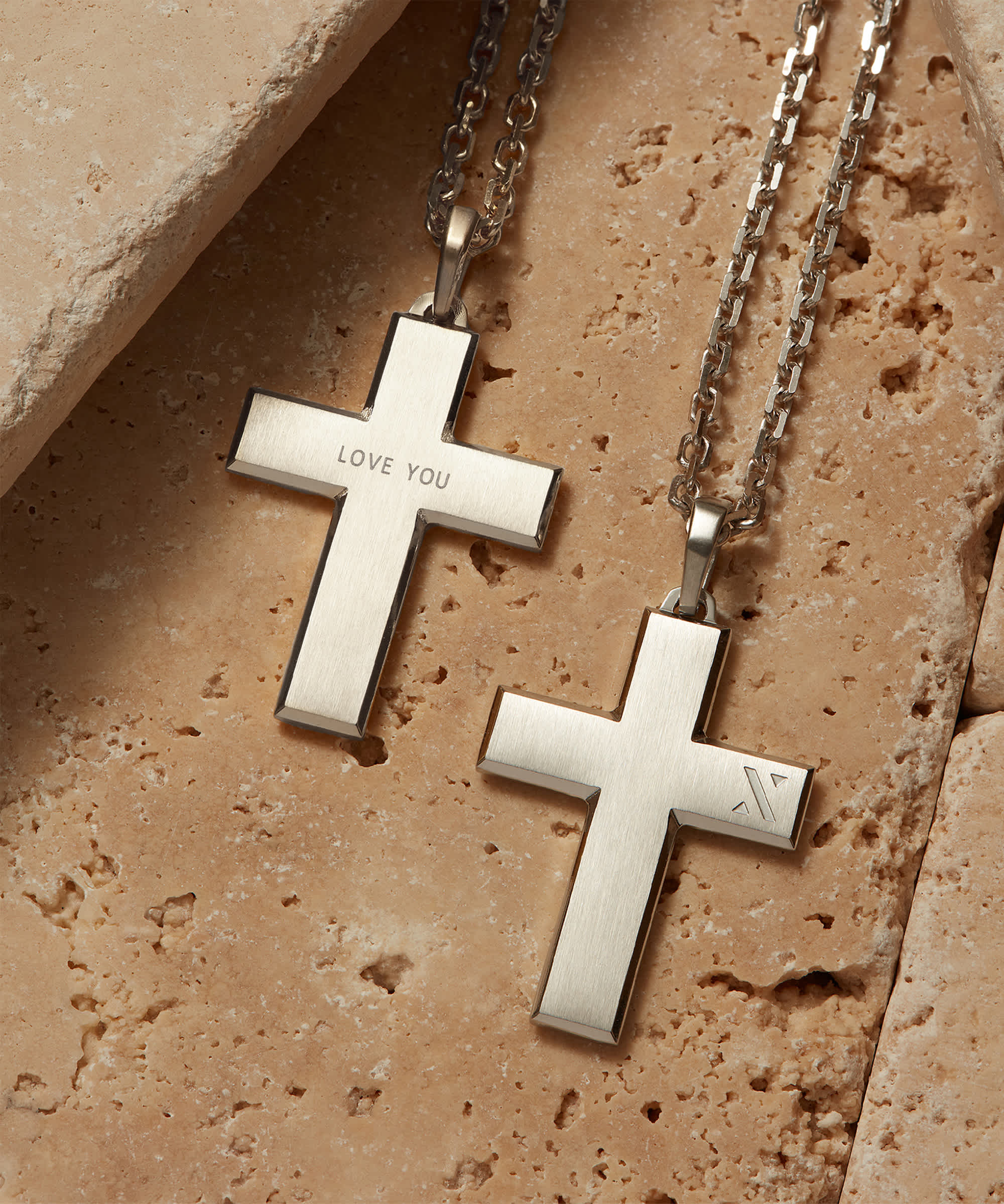 Engravable - Silver Mosaic Cross Pendant