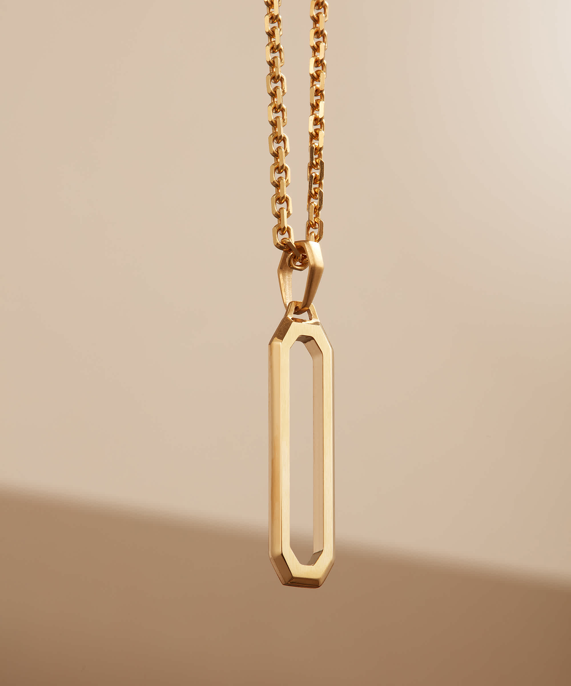 Chain Included - Gold Pillar Pendant Necklace