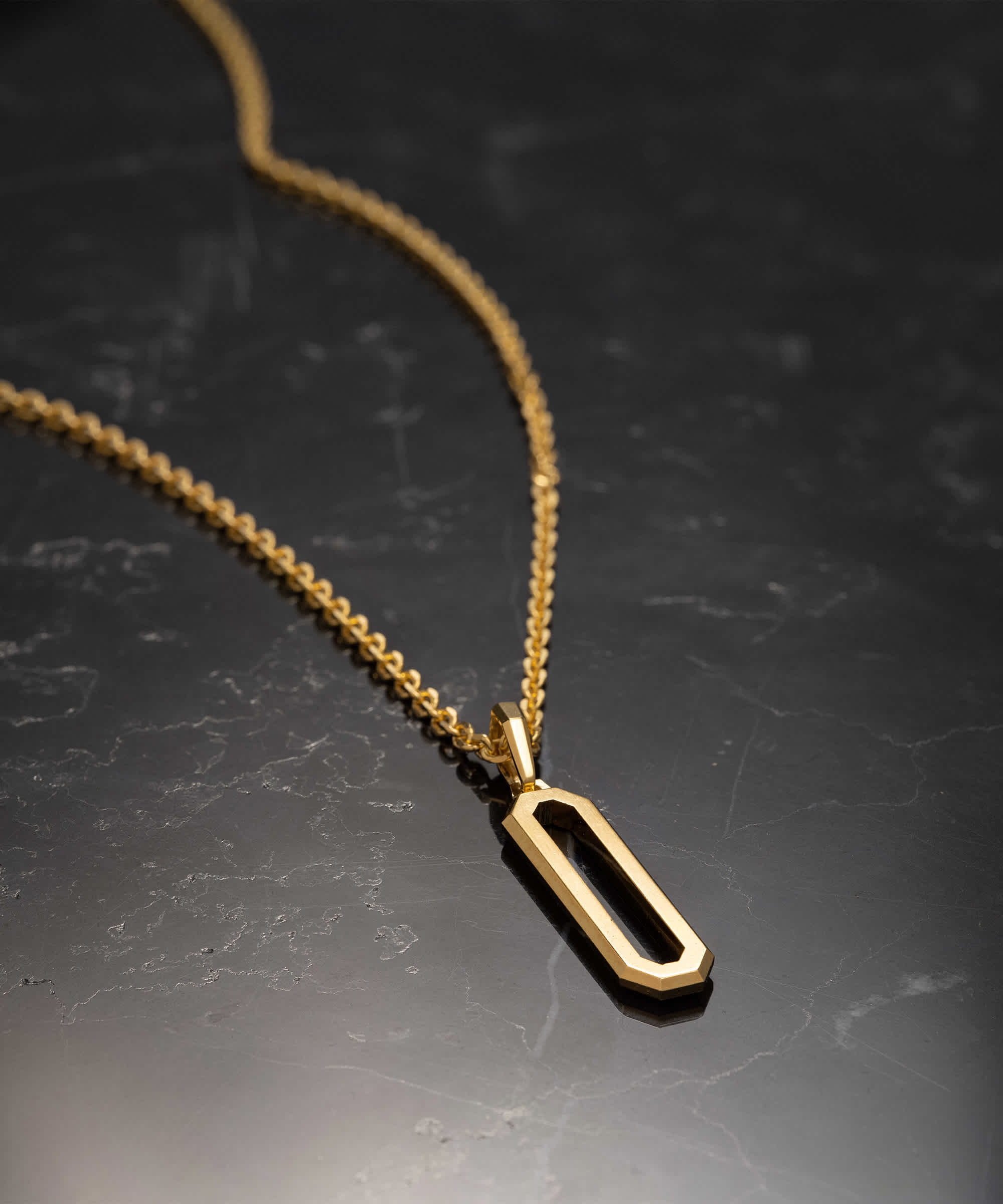 Designed in Italy - Gold Pillar Pendant Necklace