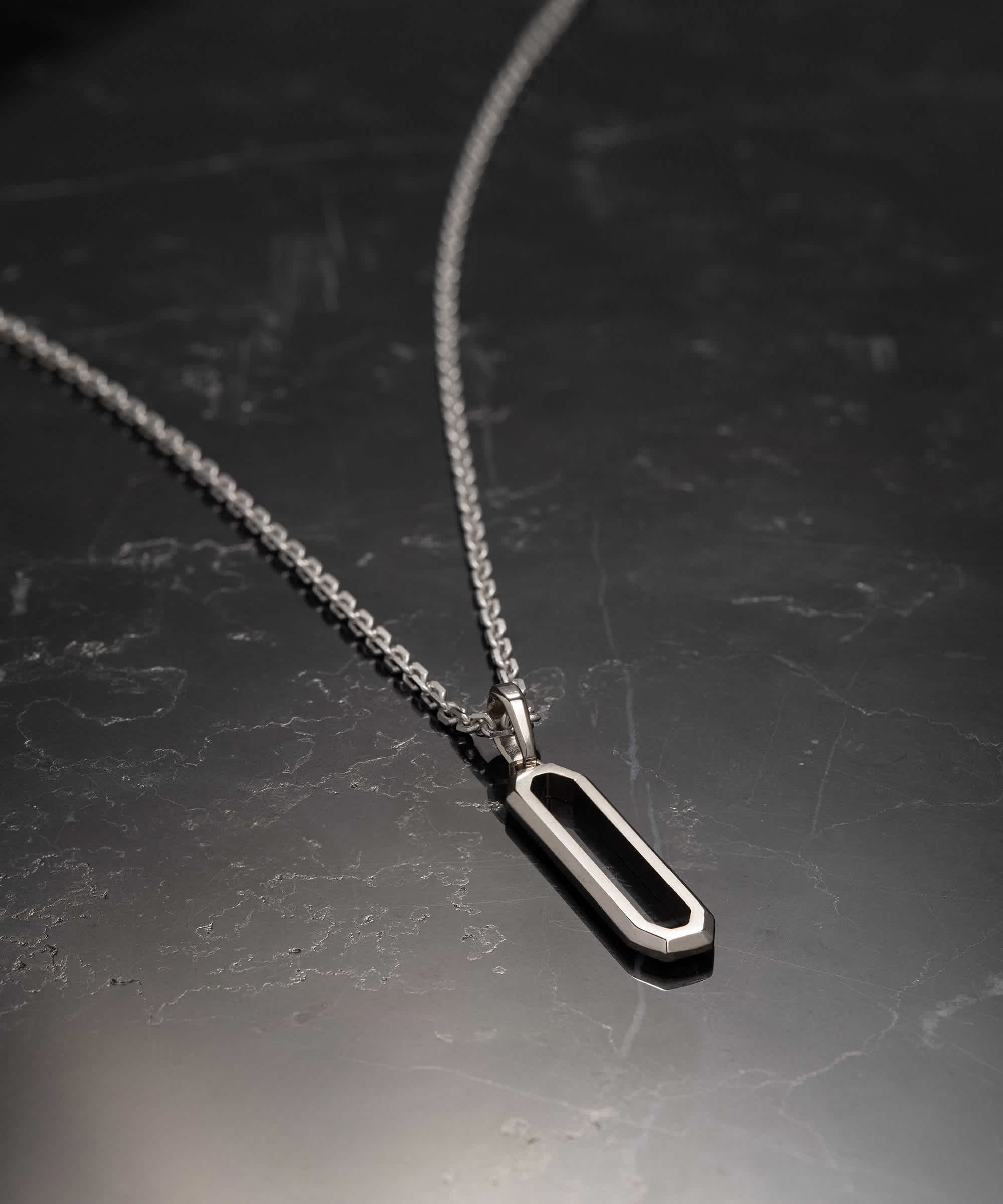 Chain Included - Silver Pillar Pendant Necklace