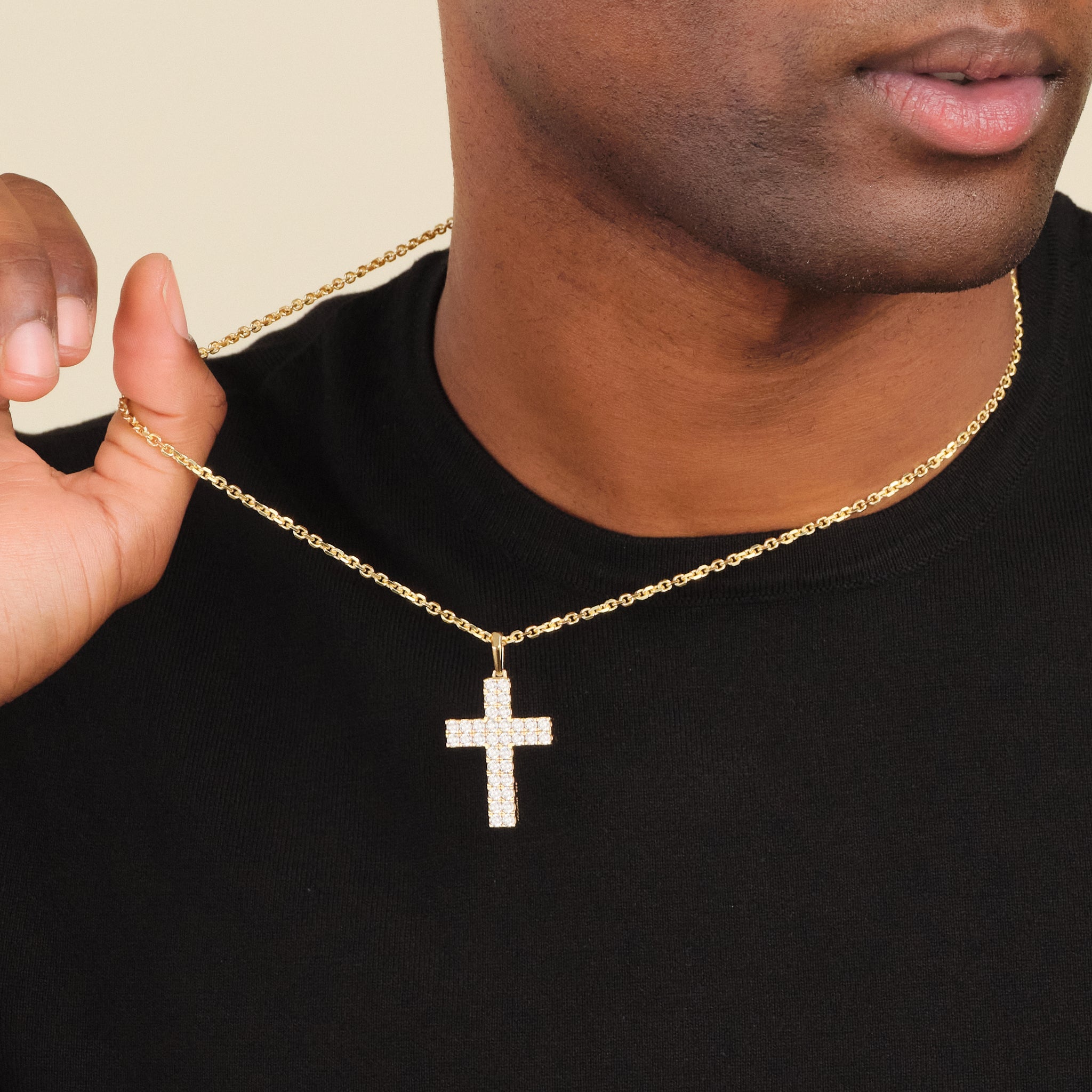 Reversible Studded Cross Pendant NecklaceImage