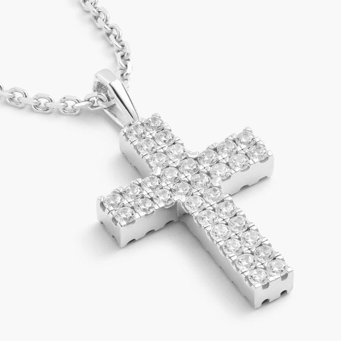 Reversible Studded Cross Pendant NecklaceImage