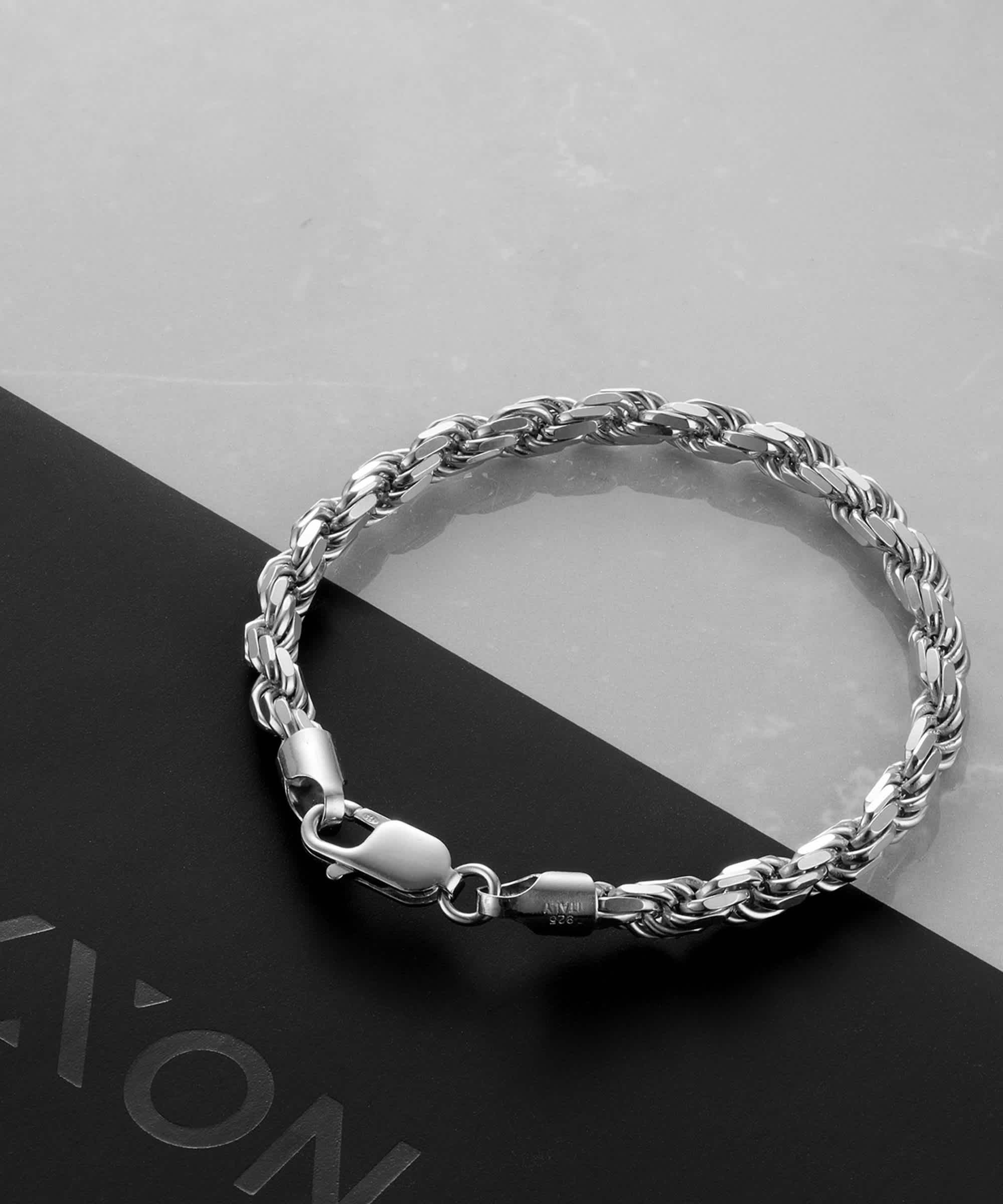 Men's Silver Rope Bracelets - Italian made