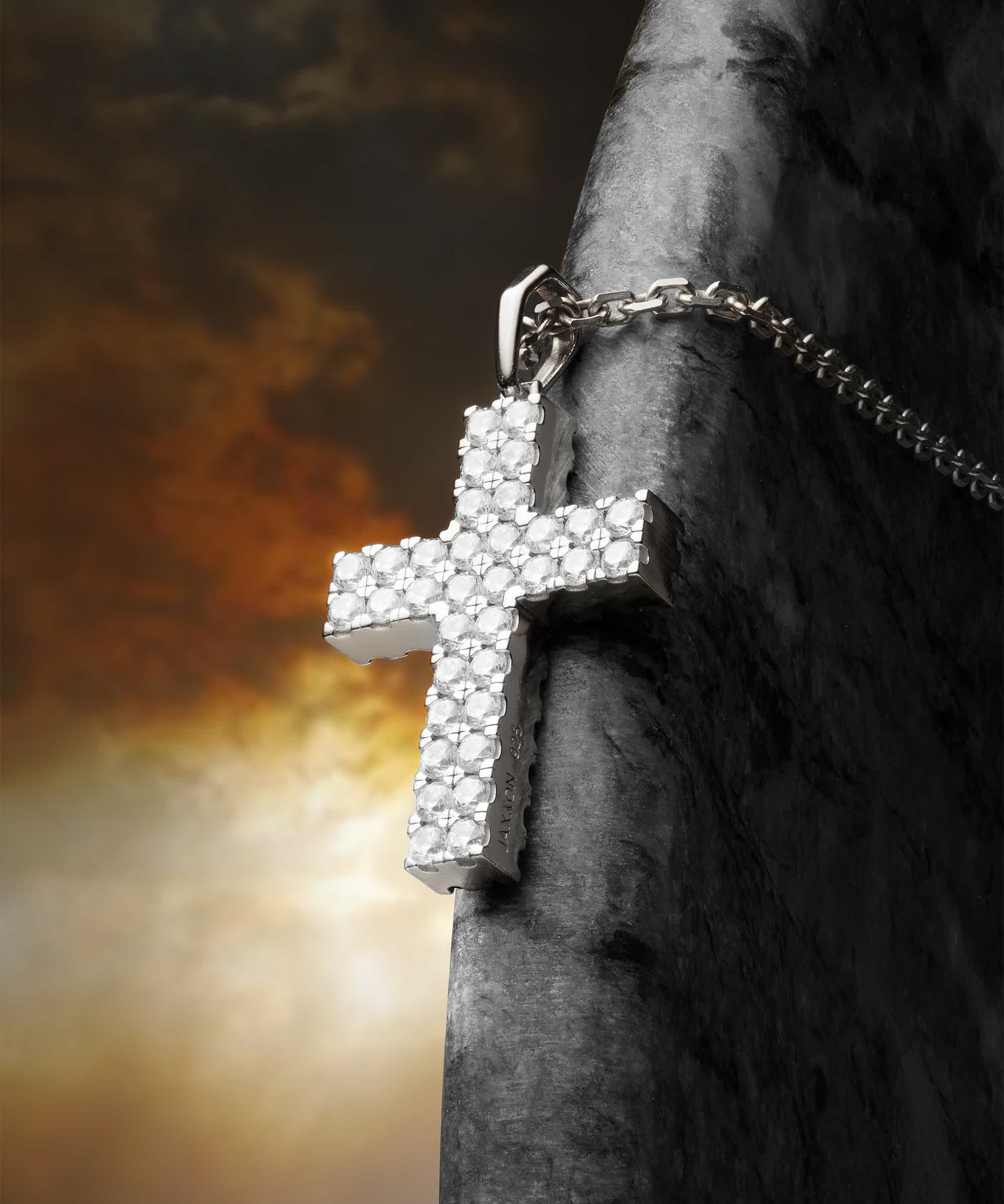 Designed in Italy - Silver Reversible Cross Pendant Necklace