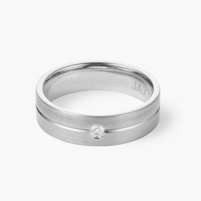 Single Diamond Men's Tungsten RingImage