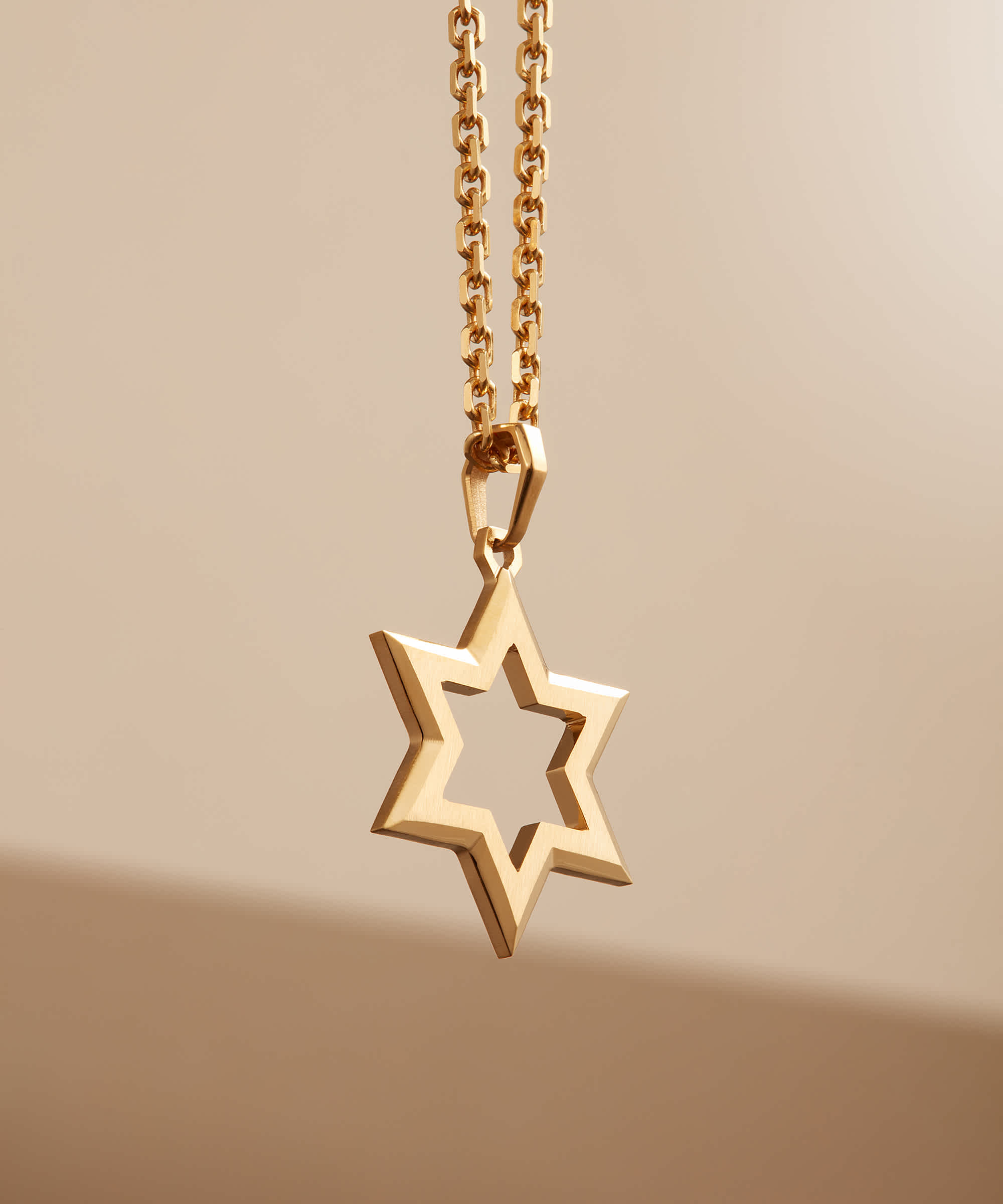 Handcrafted - Gold Star of David Pendant Necklace