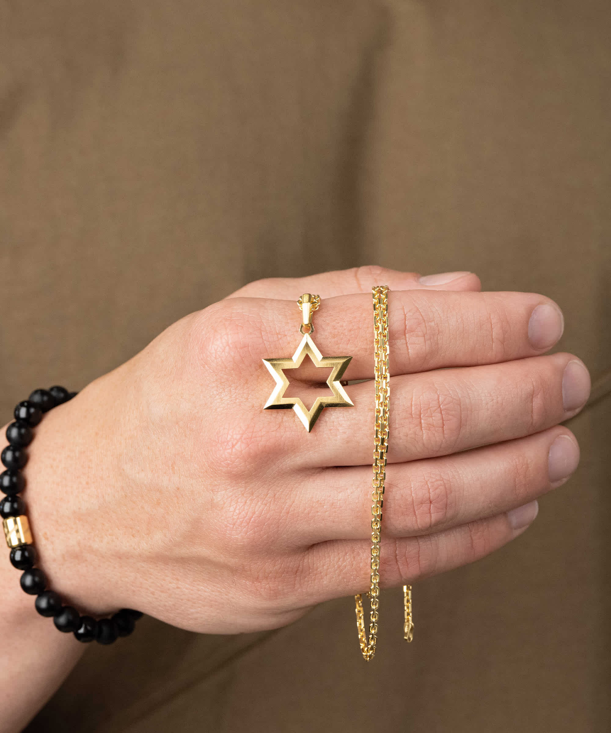 Designed in Italy - Gold Star of David Pendant Necklace