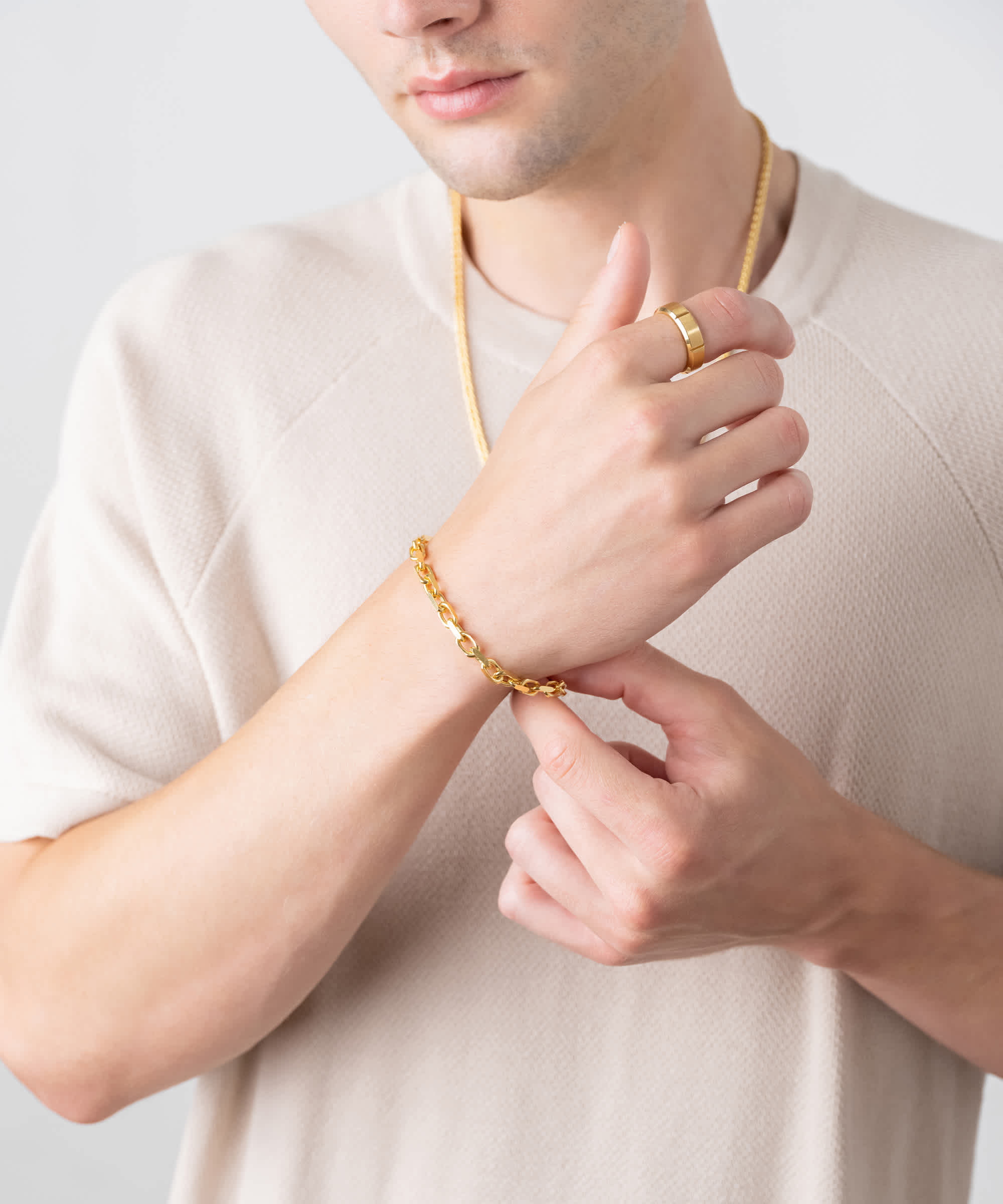 Timeless Style - Men's Cable Bracelet Gold